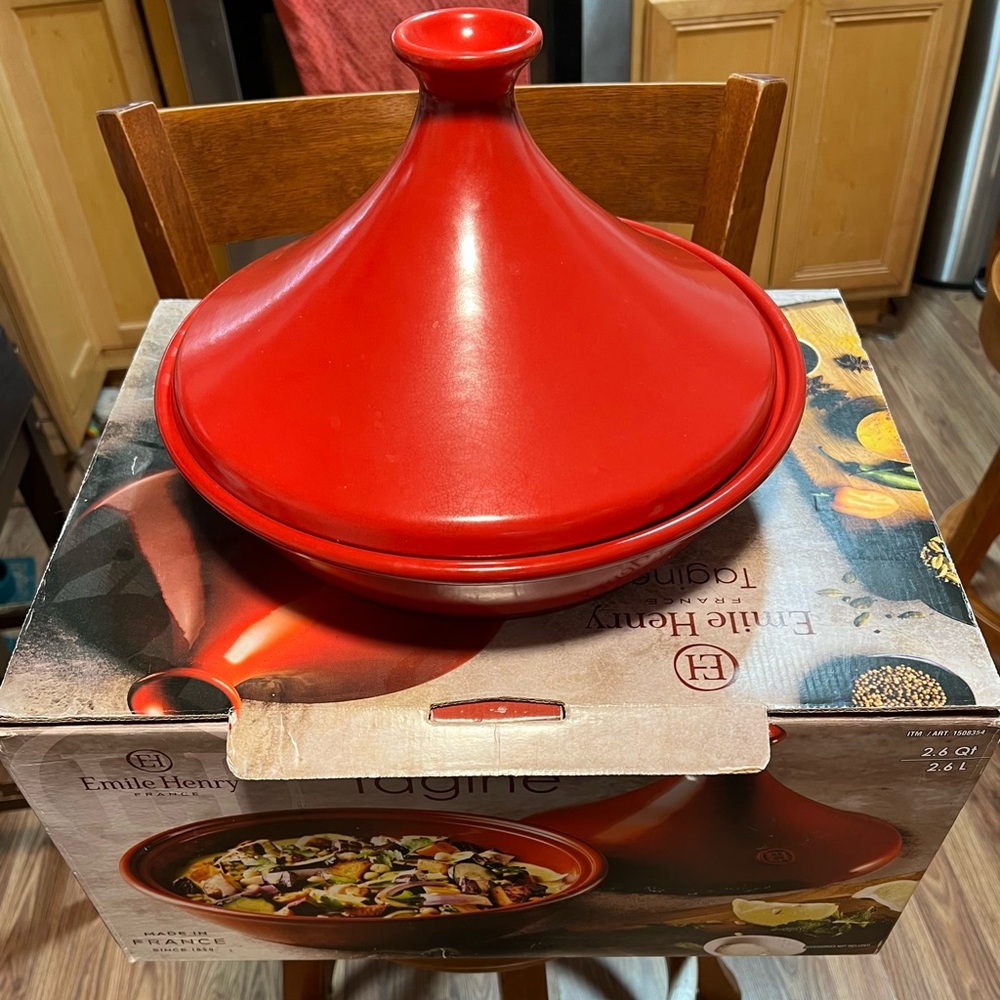 Red Ceramic Emile Henry 2.6 qt Tagine